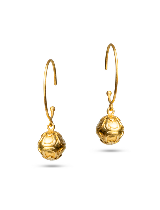 Bead Ball Hanging Oval Earrings
