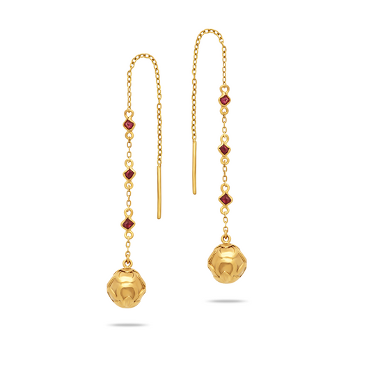 Maala Bead Red Spinel Drop Earrings