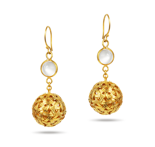 Moon Earrings - 18kt Gold with Moonstone