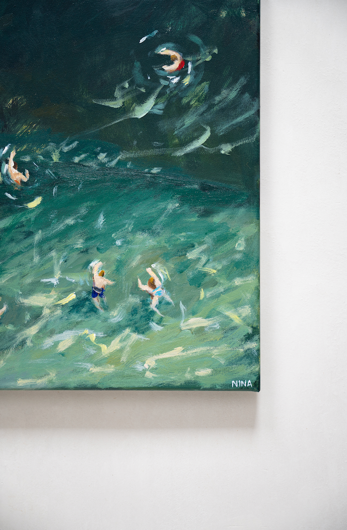 Swimmers in the green