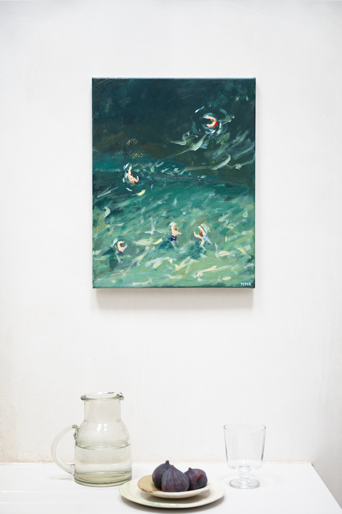 Swimmers in the green