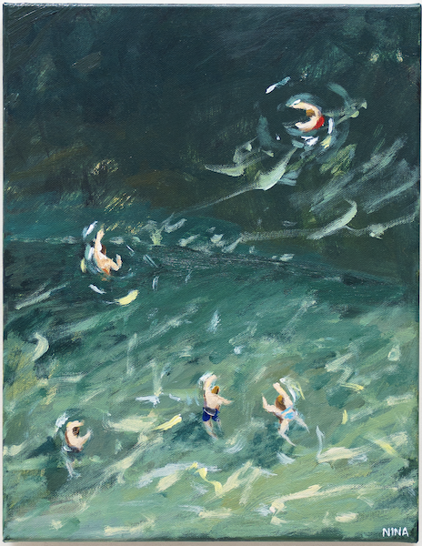 Swimmers in the green
