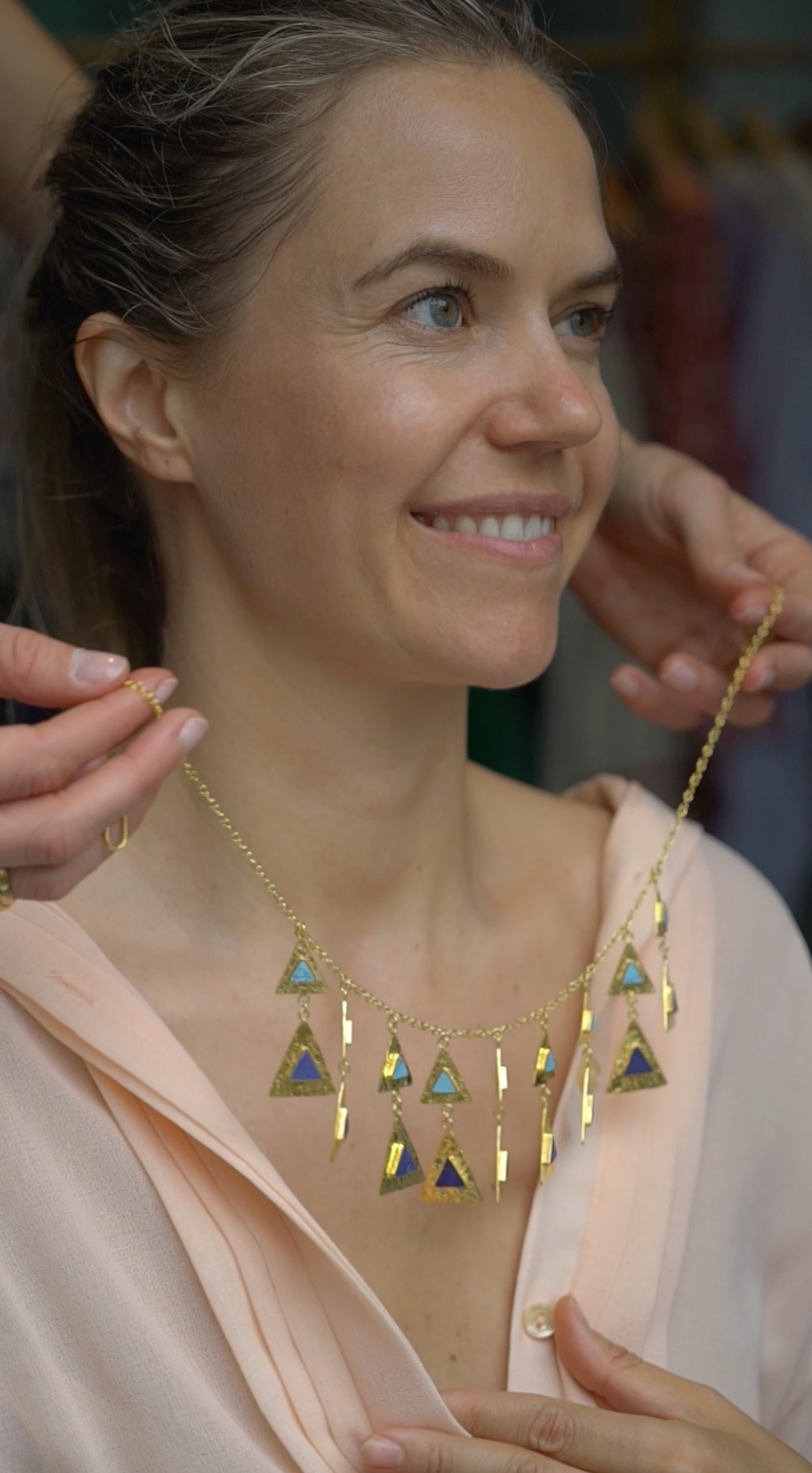 Lapis and Turquoise Triangle Necklace