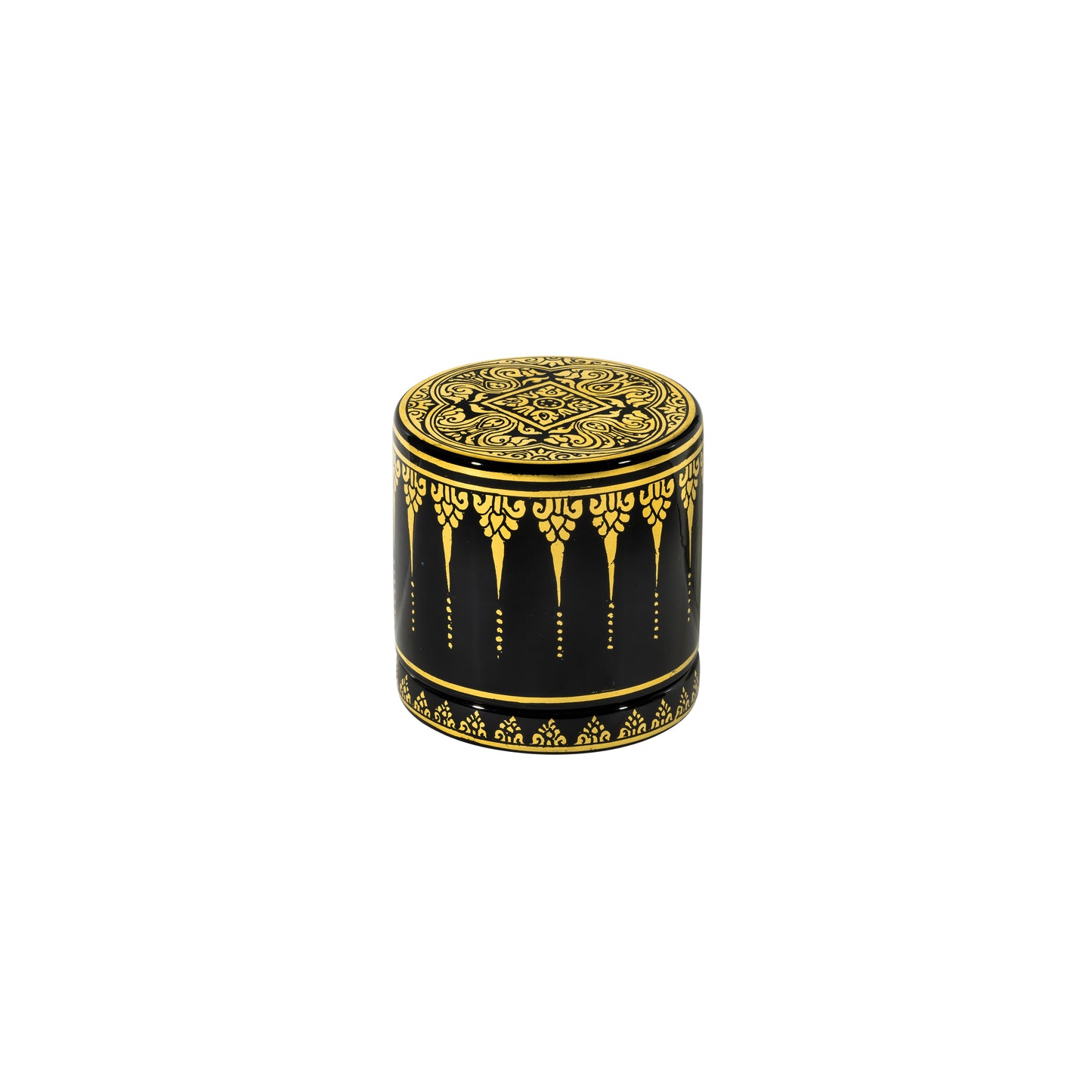 Large Black & Gold Lacquer Stacking Jewellery Caddy