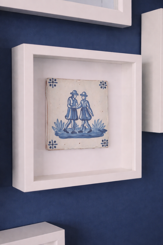 Handcrafted Portuguese Folk Scene Tile – Framed