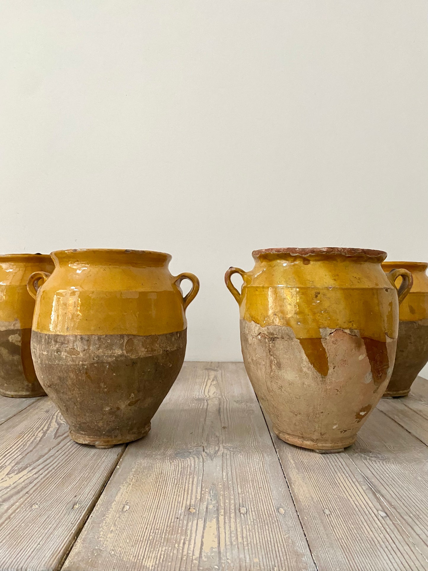 French 19th Century Earthenware Confit Pots x 4