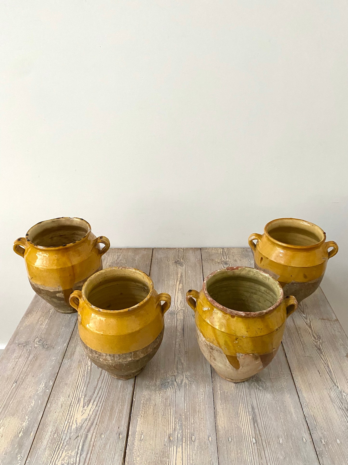 French 19th Century Earthenware Confit Pots x 4