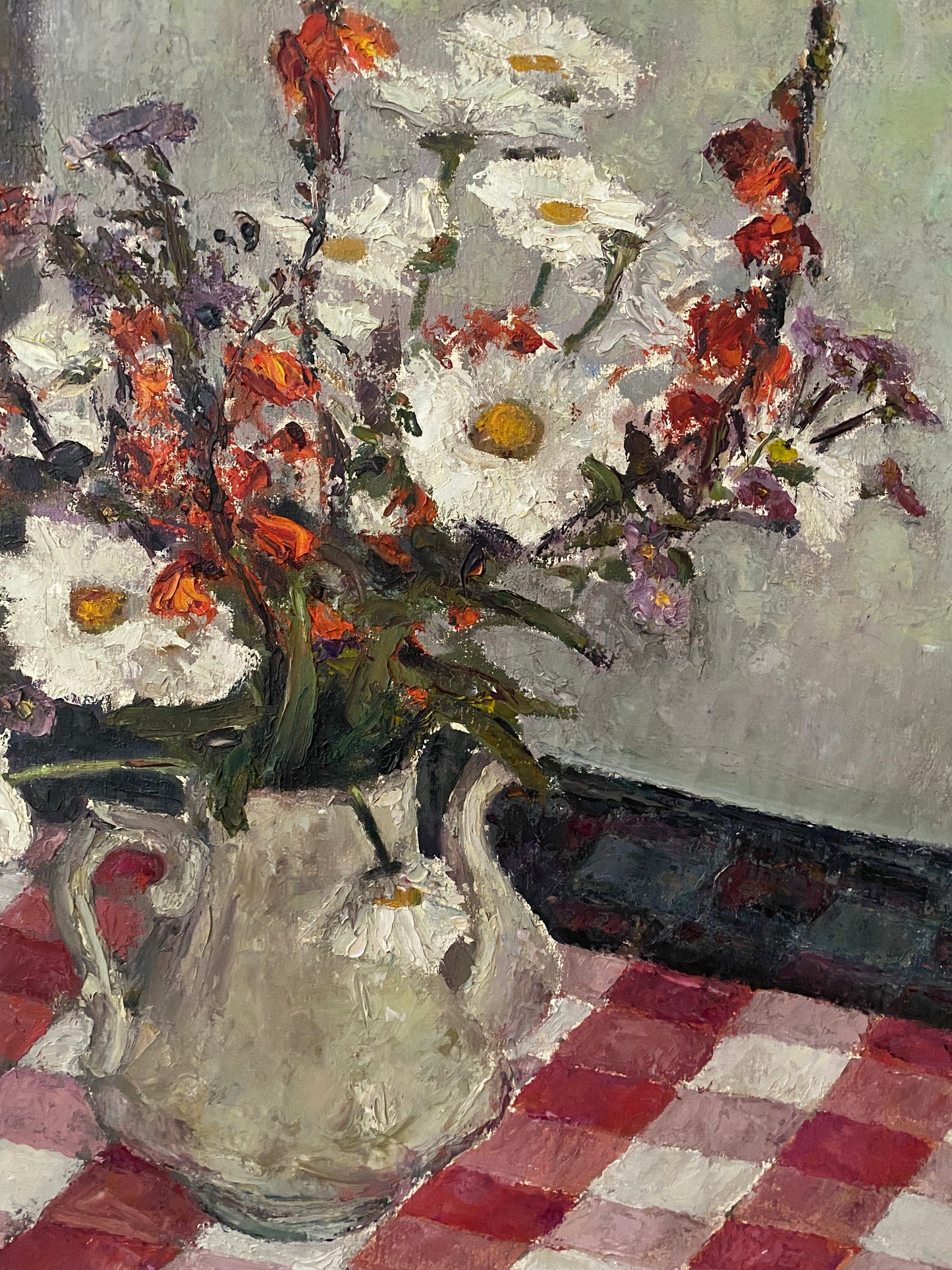 Mid century Framed Floral Oil Painting