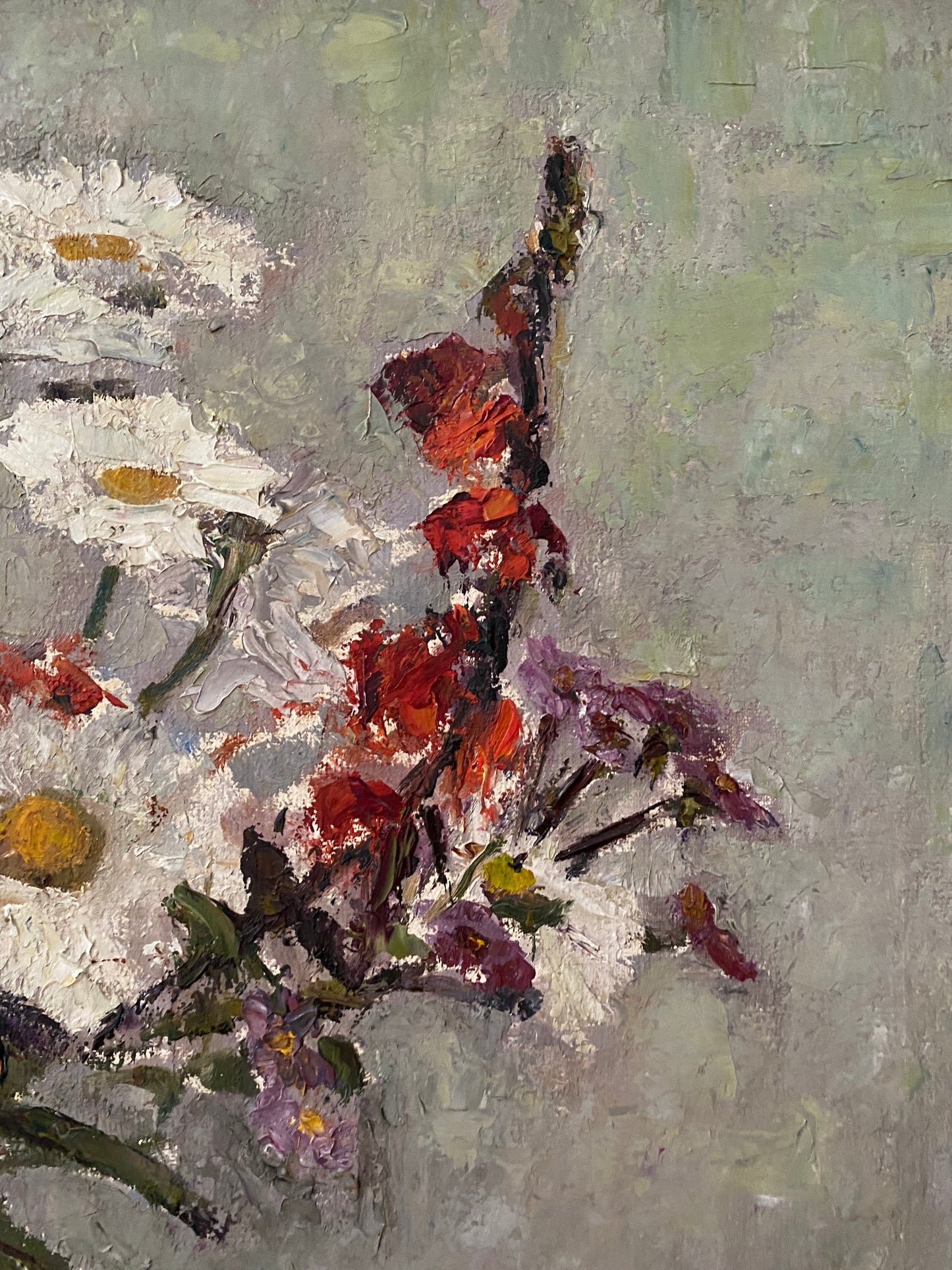 Mid century Framed Floral Oil Painting