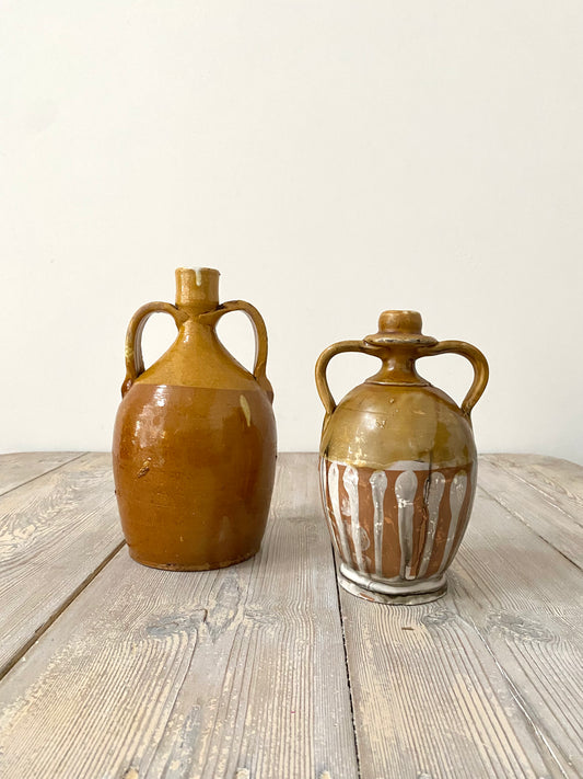 Early 20th Century 2 x Italian Ceramic Olive Oil Pots