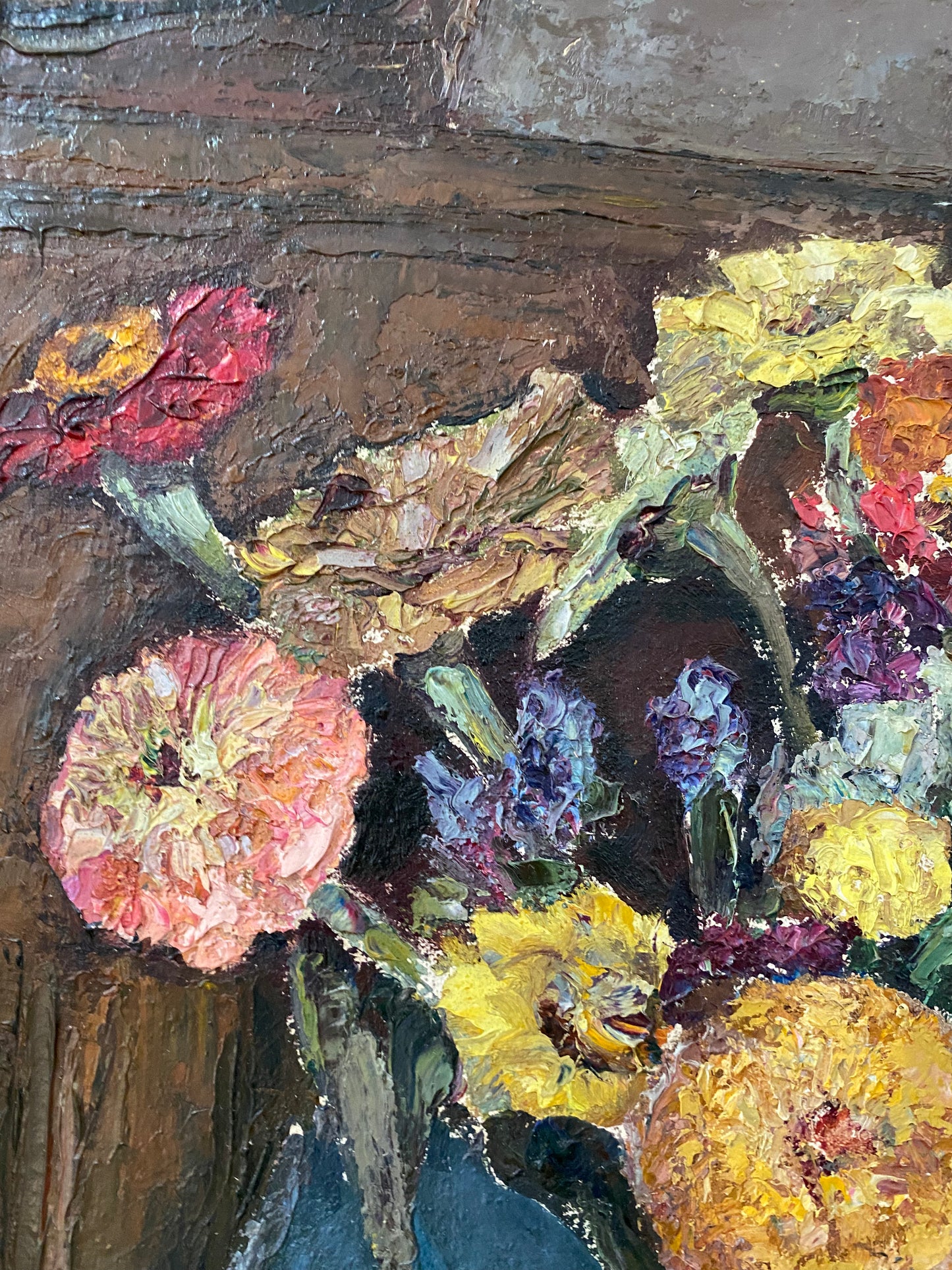 Mid century Framed Floral Oil Painting