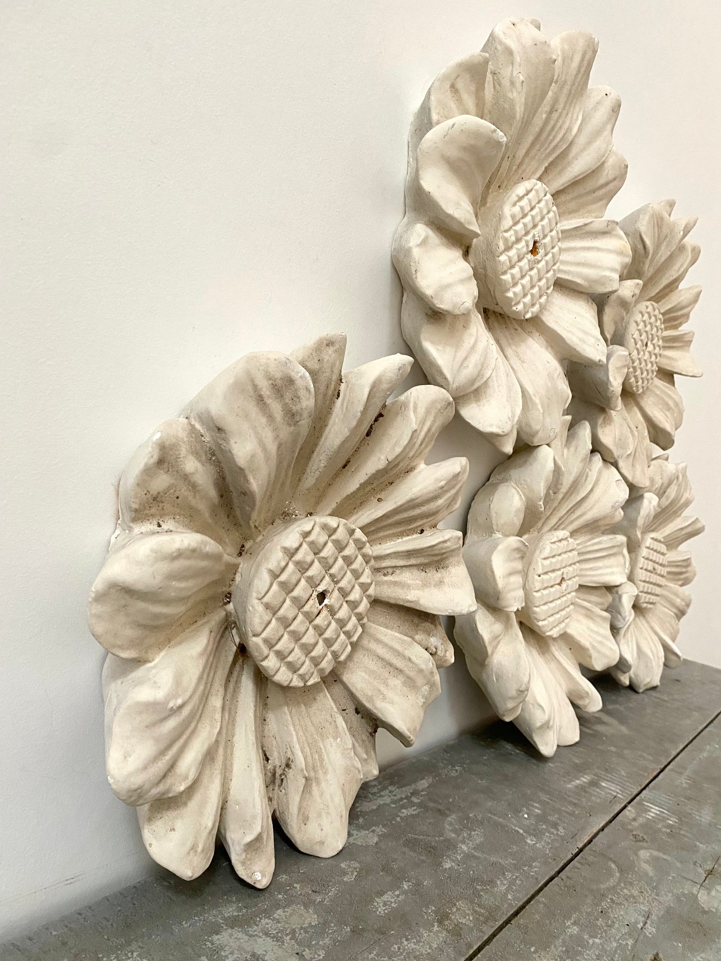 Five Early 20th Century French Plaster of Paris Flowers