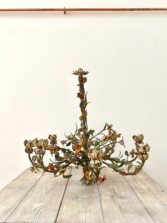 An Italian Toleware Eight-Branch Candle Chandelier