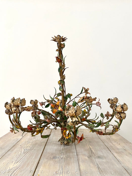 An Italian Toleware Eight-Branch Candle Chandelier