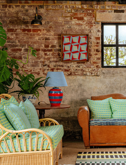 Stripe Lamp, Red & Blue