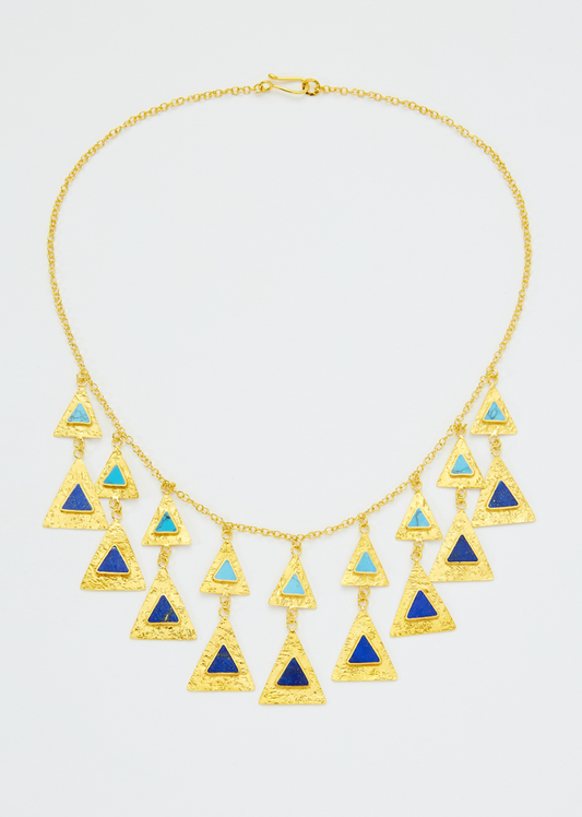 Lapis and Turquoise Triangle Necklace